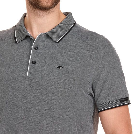 Daniel Springs 2-Tone Pique Halbarm Polo schwarz