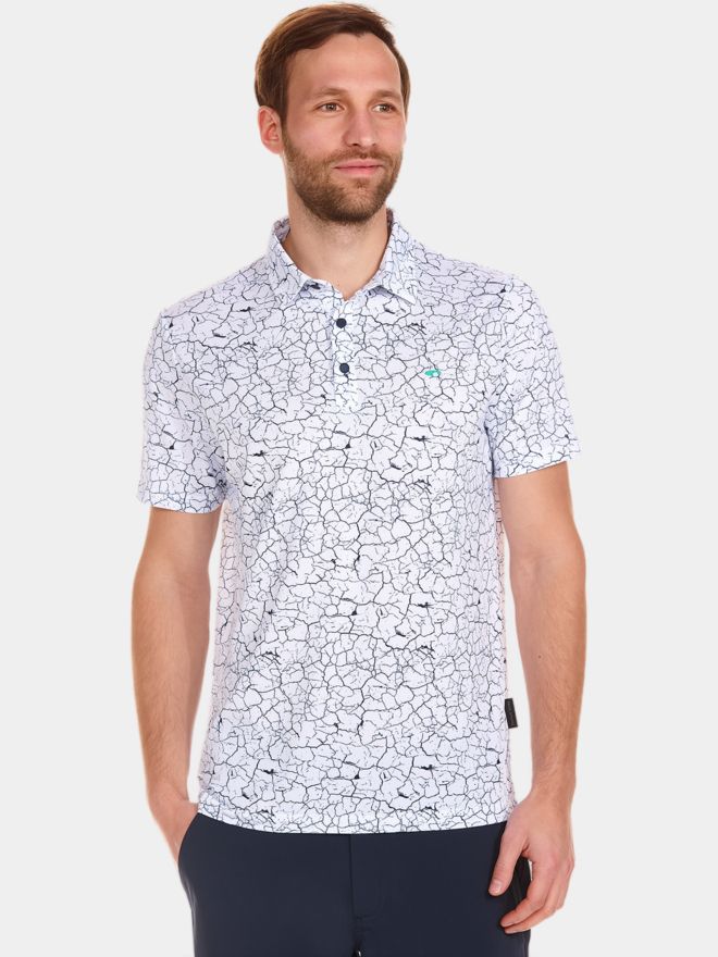 Daniel Springs print polo Halbarm Polo weiß