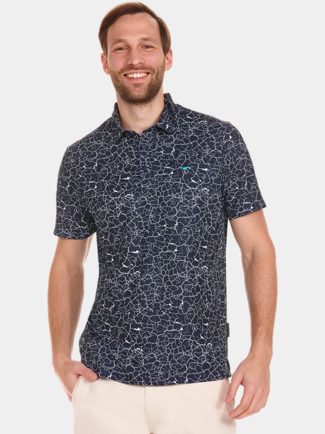 Daniel Springs print polo Halbarm Polo navy