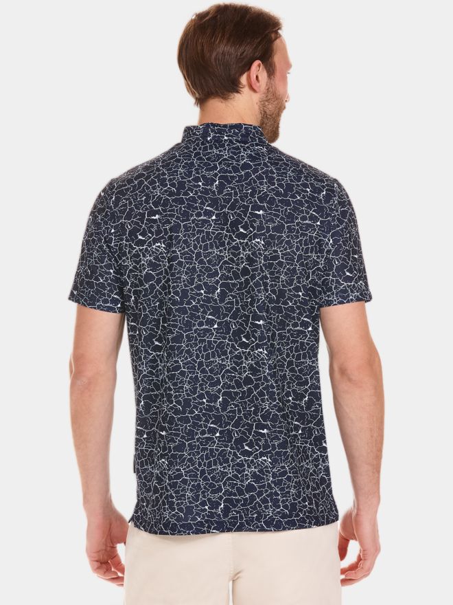 Daniel Springs print polo Halbarm Polo navy