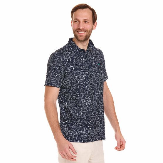 Daniel Springs print polo Halbarm Polo navy