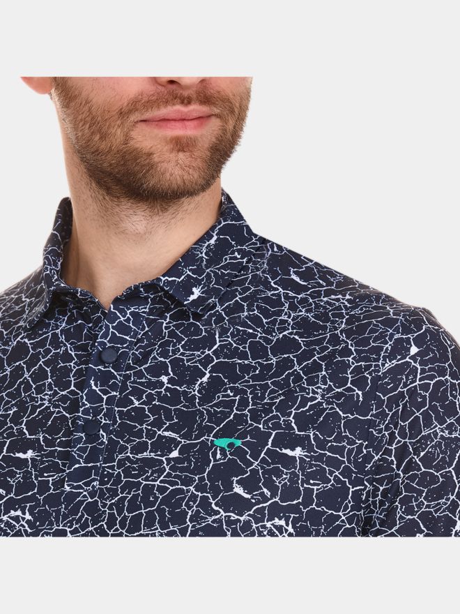 Daniel Springs print polo Halbarm Polo navy