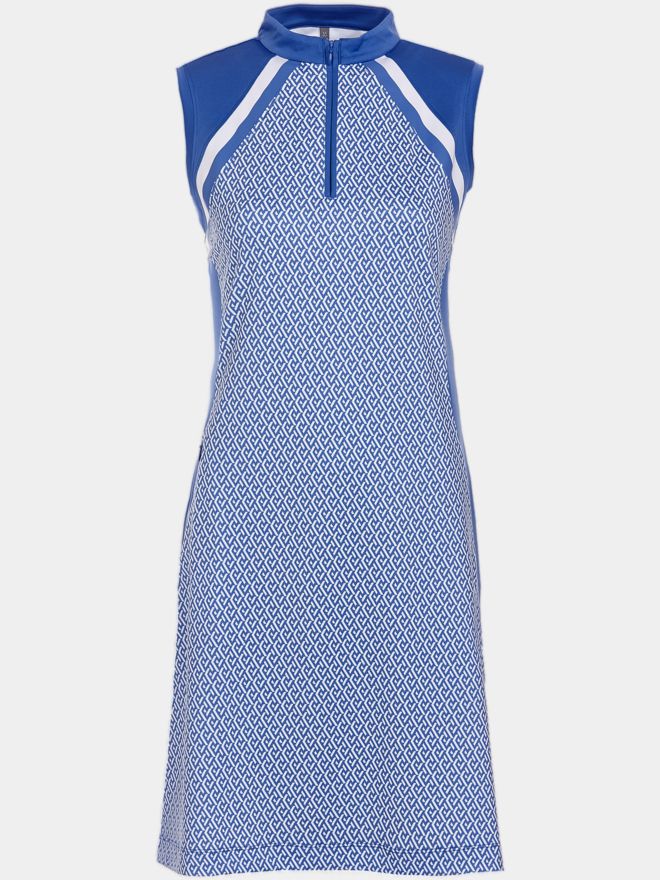 Valiente Colourblock-Print ohne Arm Kleid blau