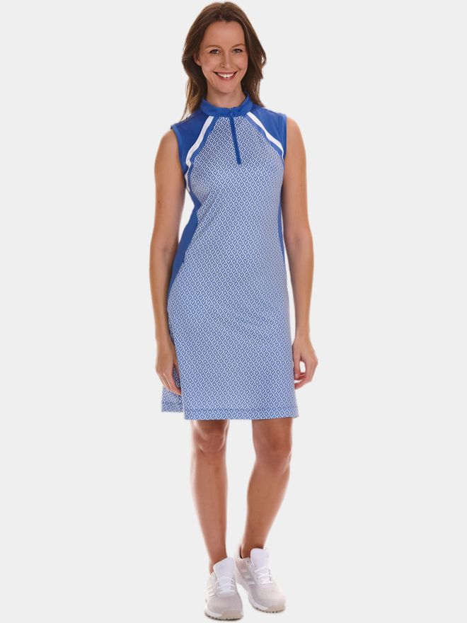 Valiente Colourblock-Print ohne Arm Kleid blau