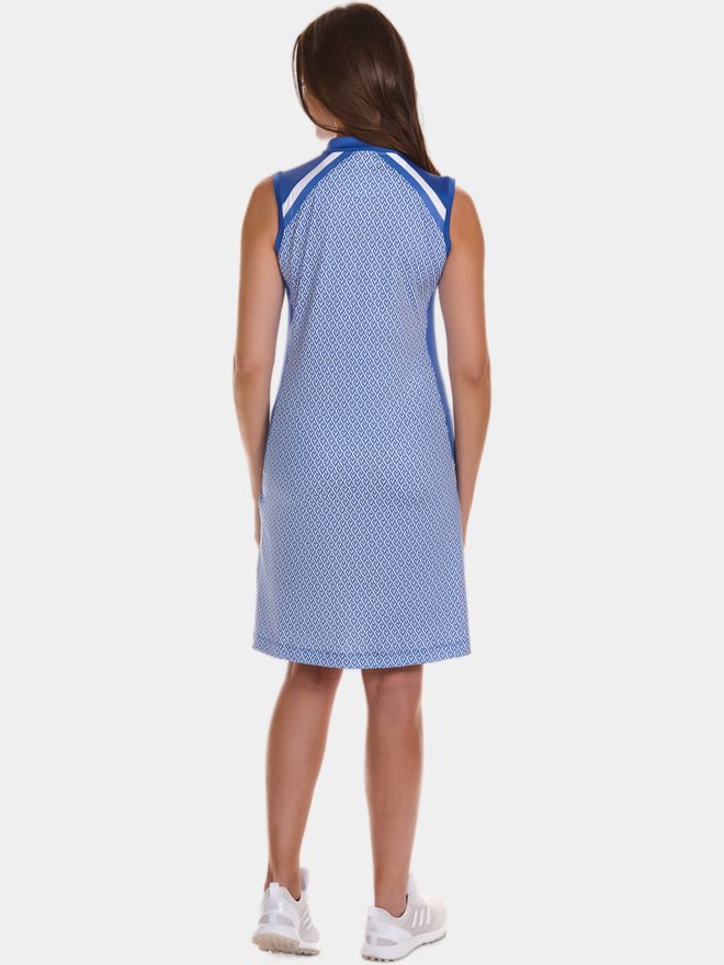 Valiente Colourblock-Print ohne Arm Kleid blau