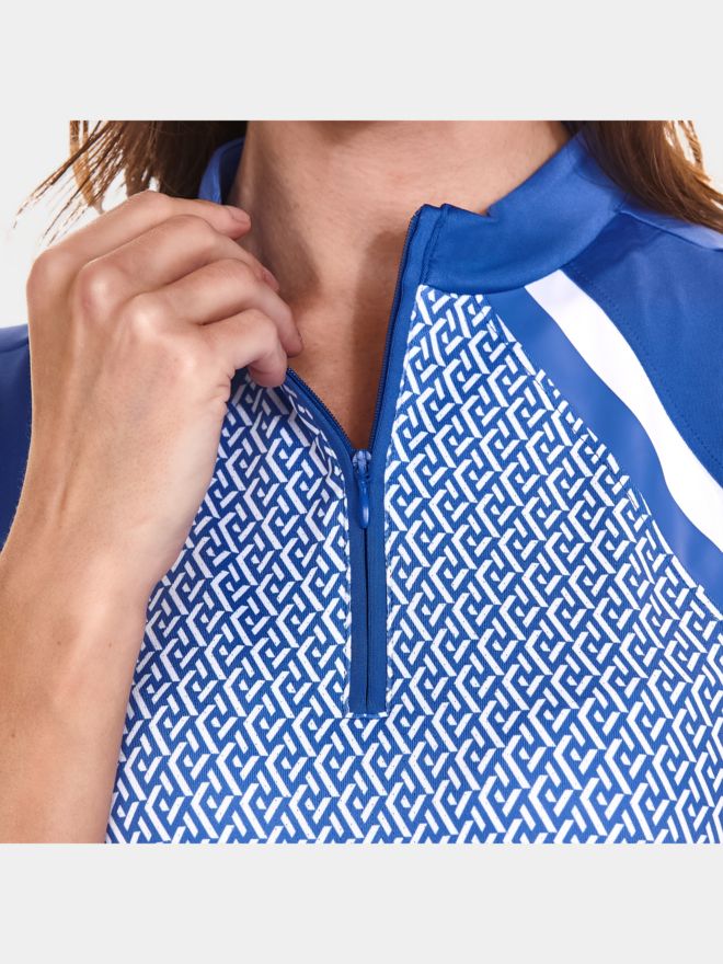 Valiente Colourblock-Print ohne Arm Kleid blau