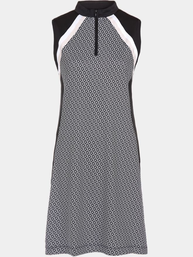 Valiente Colourblock-Print ohne Arm Kleid schwarz