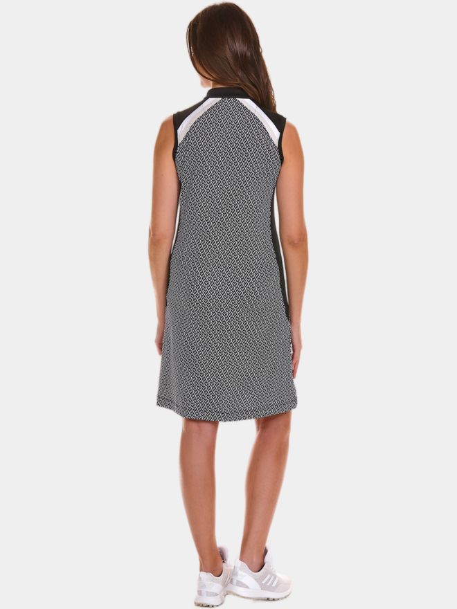 Valiente Colourblock-Print ohne Arm Kleid schwarz