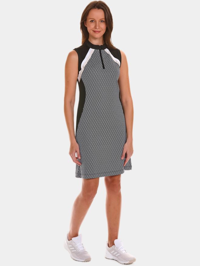 Valiente Colourblock-Print ohne Arm Kleid schwarz