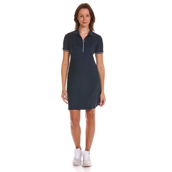 Valiente  Dot jacquard half-sleeve dress navy