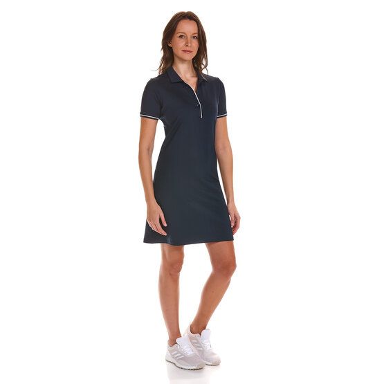 Valiente  Dot jacquard half-sleeve dress navy