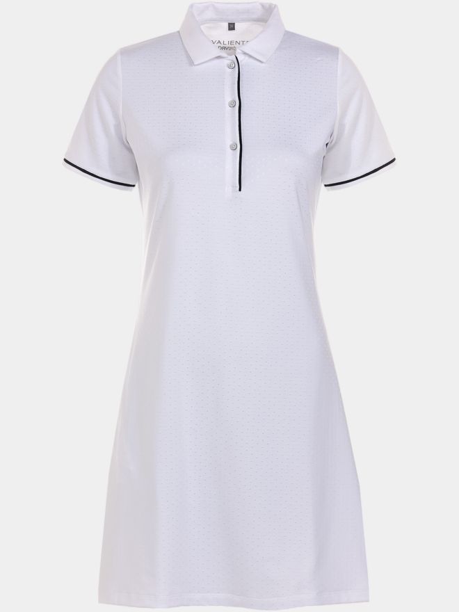 Valiente Dot-Jaquard halbarm Kleid weiß