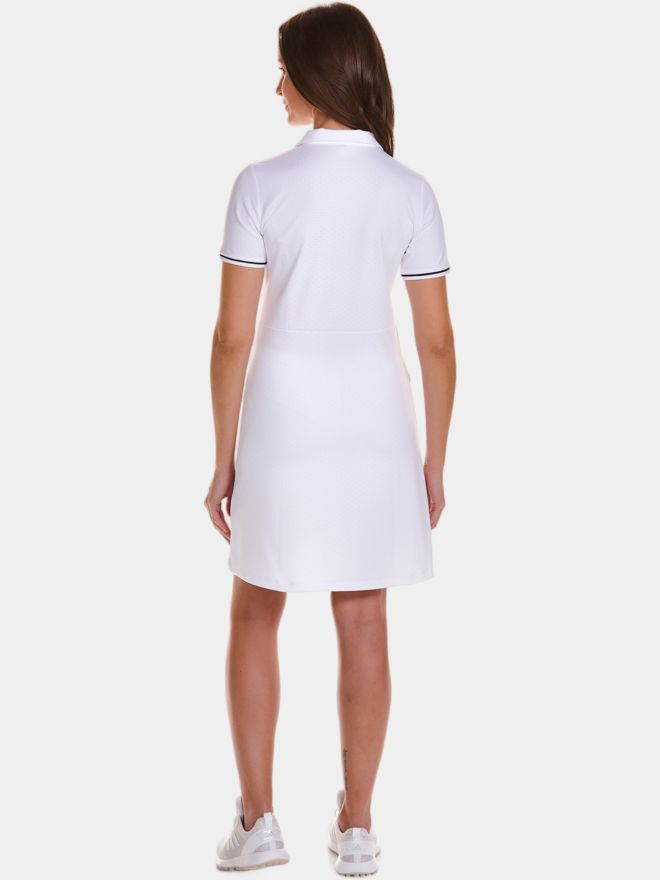 Valiente Dot-Jaquard halbarm Kleid weiß