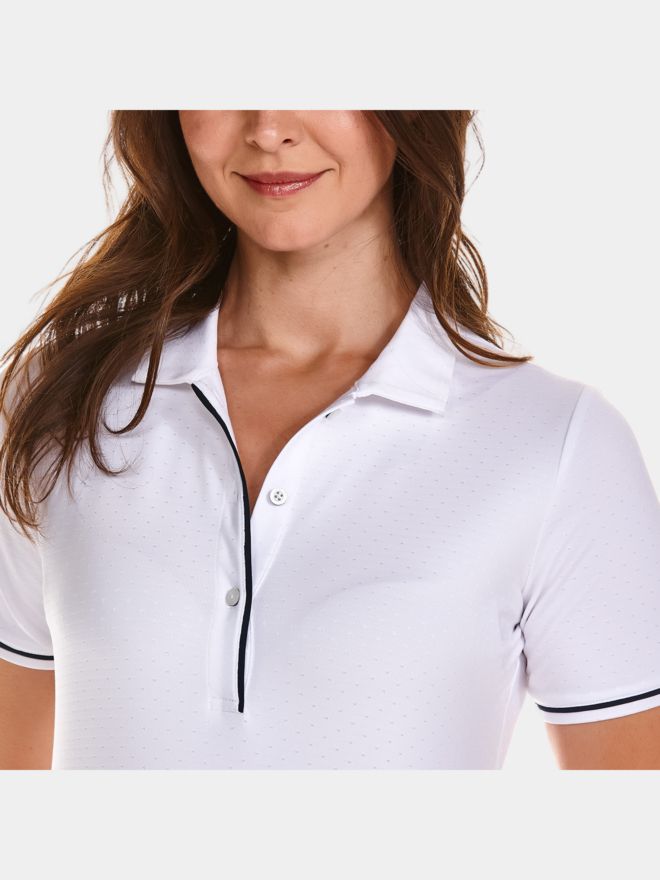 Valiente Dot-Jaquard halbarm Kleid weiß