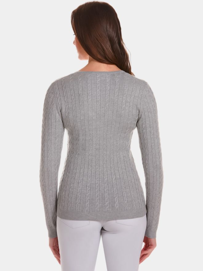 Valiente Zopf Pullover Strick hellgrau melange