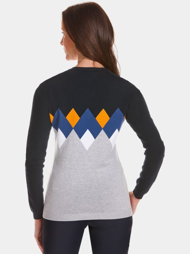 Valiente Rauten-Jaquard Pullover Strick navy