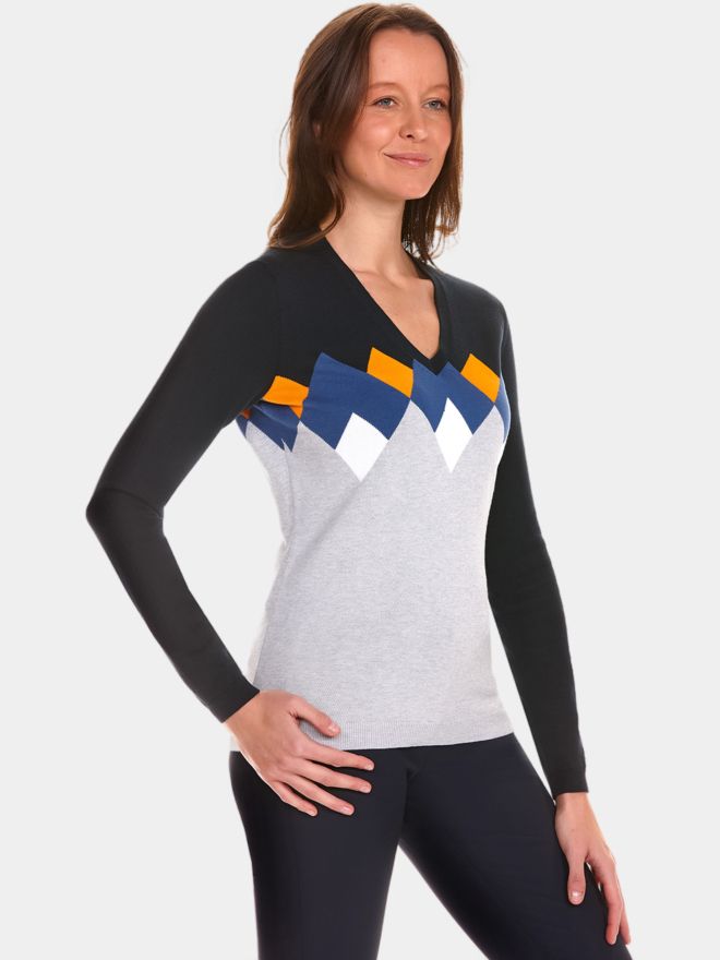 Valiente Rauten-Jaquard Pullover Strick navy