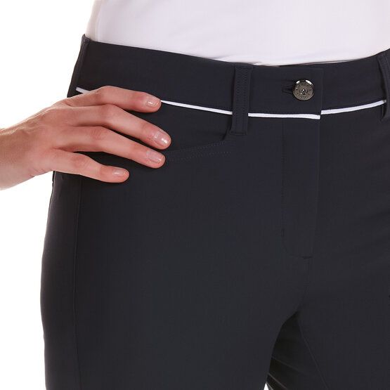 Valiente  JULIE contrast piping capri pants navy