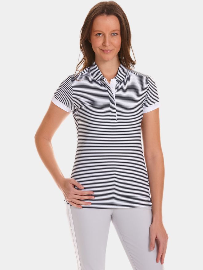 Valiente Streifen-Druck Halbarm Polo schwarz