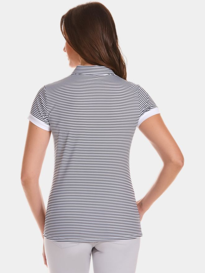 Valiente Streifen-Druck Halbarm Polo schwarz