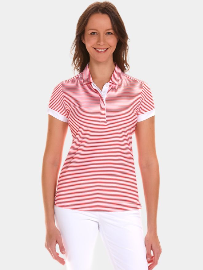 Valiente Streifen-Druck Halbarm Polo rot