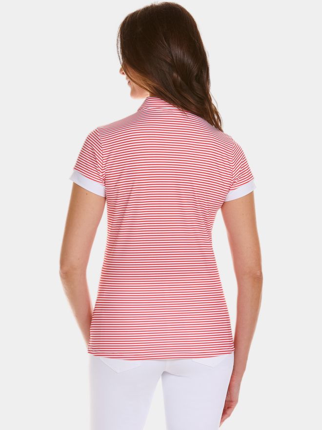 Valiente Streifen-Druck Halbarm Polo rot