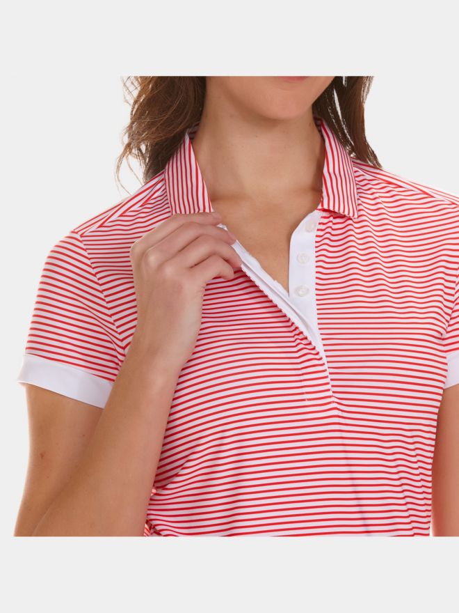 Valiente Streifen-Druck Halbarm Polo rot