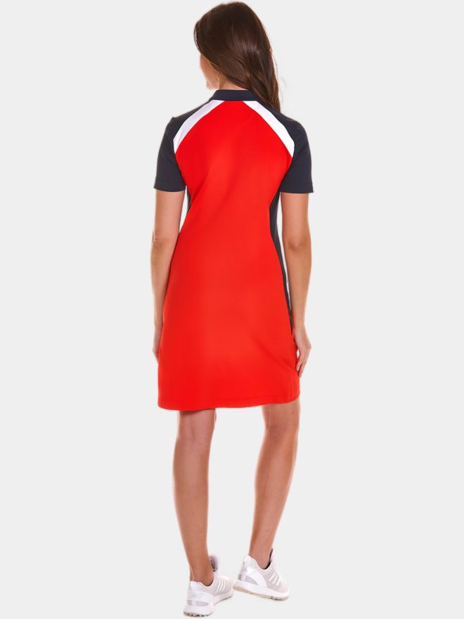 Valiente Pique Stehkragen Halbarm Kleid rot