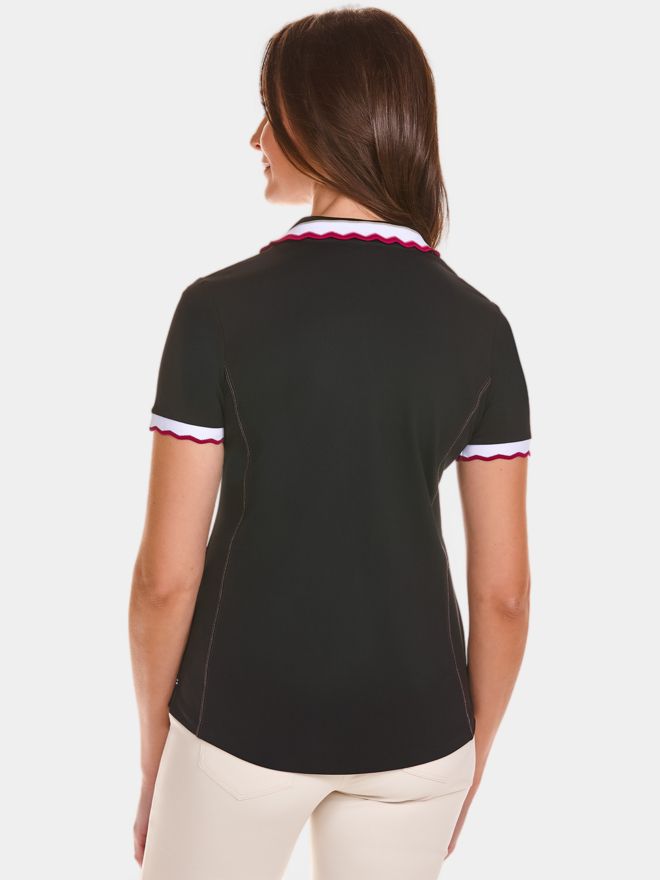 Valiente Spezial Tiping Kragen Halbarm Polo schwarz