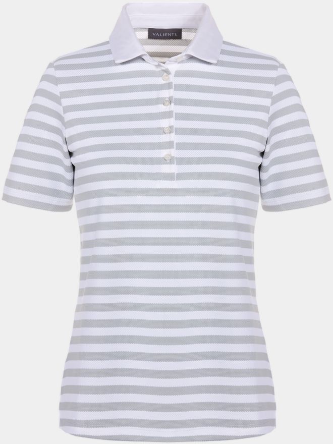 Valiente Jaquard-Streifen Halbarm Polo hellgrau