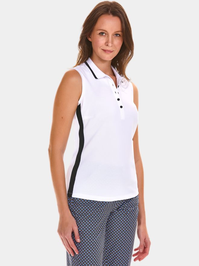 Valiente Kontrast ohne Arm Polo weiß