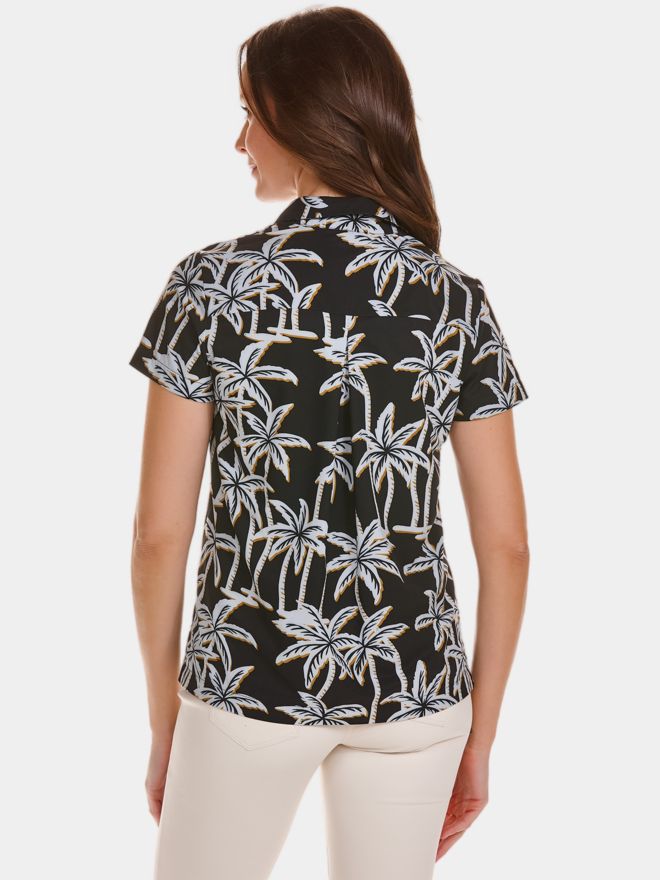 Valiente Palmen Druck Halbarm Polo mehrfarbig