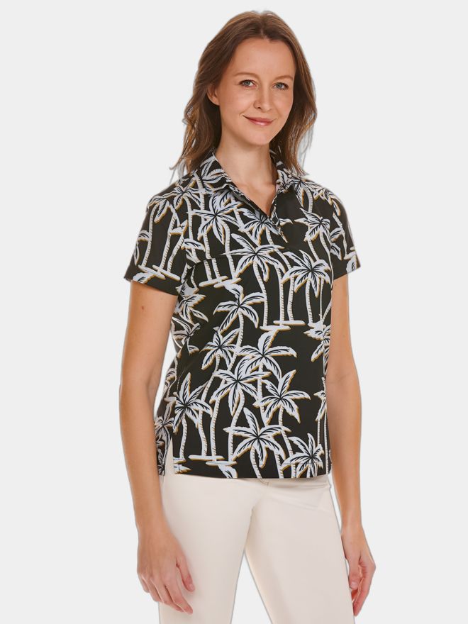 Valiente Palmen Druck Halbarm Polo mehrfarbig
