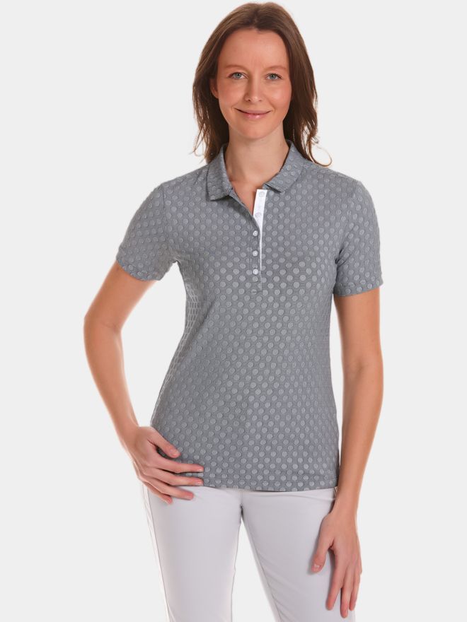 Valiente Punkte-Jaquard Halbarm Polo navy