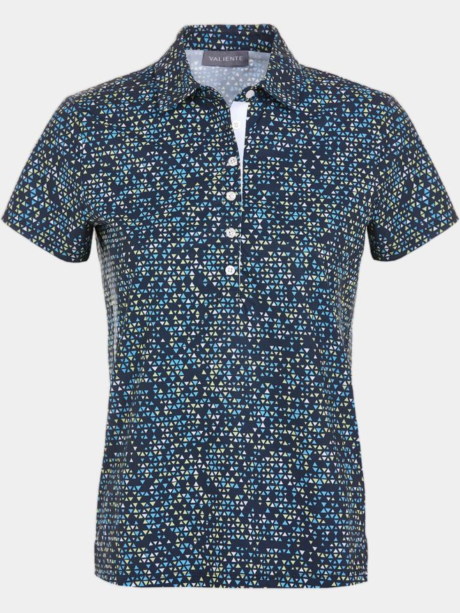 Valiente Back pleat and print half sleeve polo navy