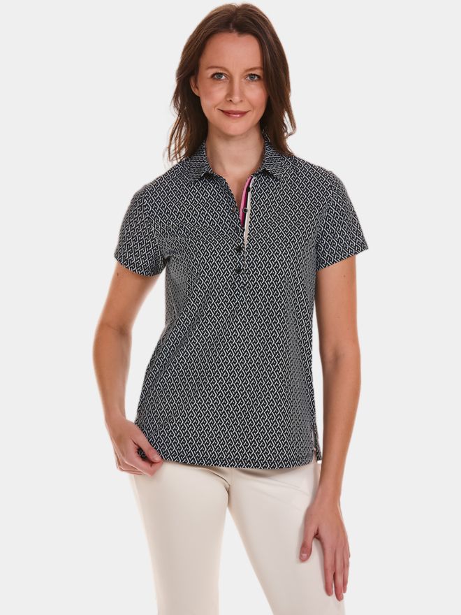 Valiente Rueckenfalte und Druck Halbarm Polo fancy