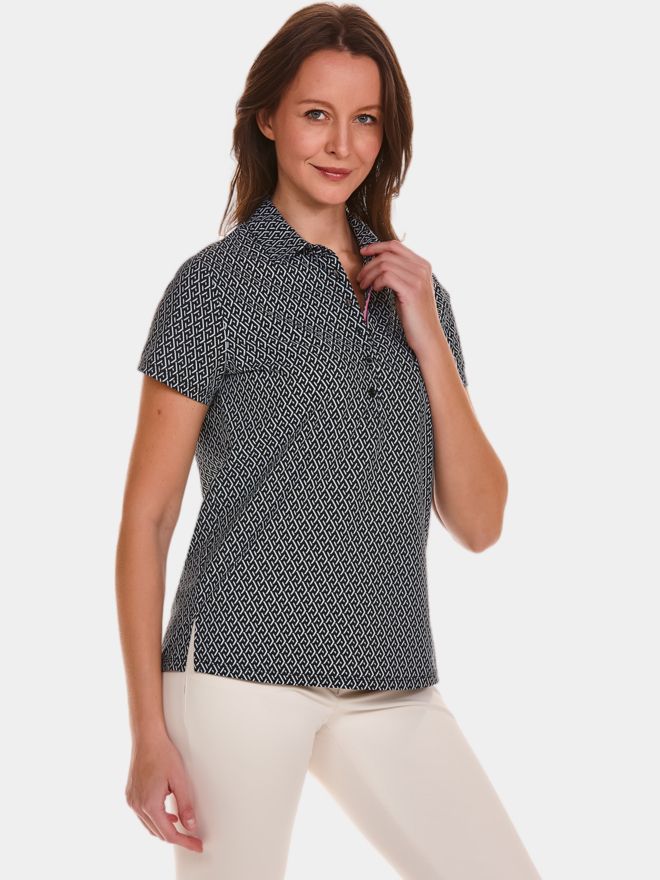 Valiente Rueckenfalte und Druck Halbarm Polo fancy