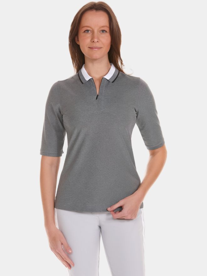Valiente 2-Tone Pique Halbarm Polo schwarz