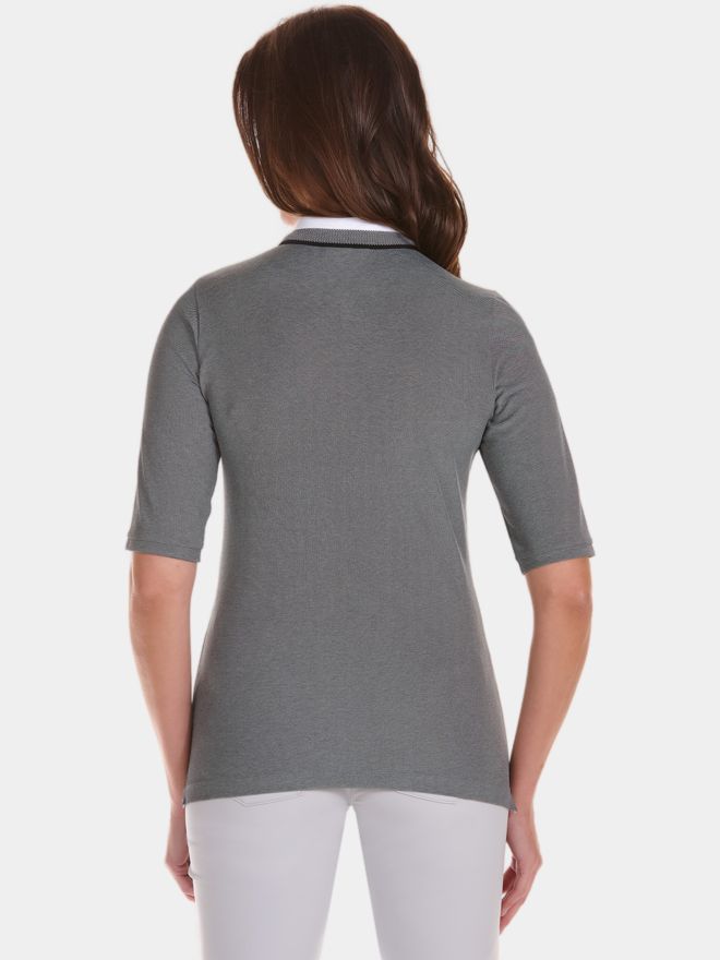 Valiente 2-Tone Pique Halbarm Polo schwarz