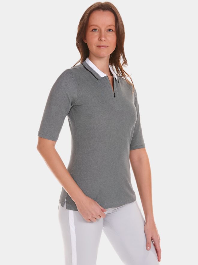 Valiente 2-Tone Pique Halbarm Polo schwarz