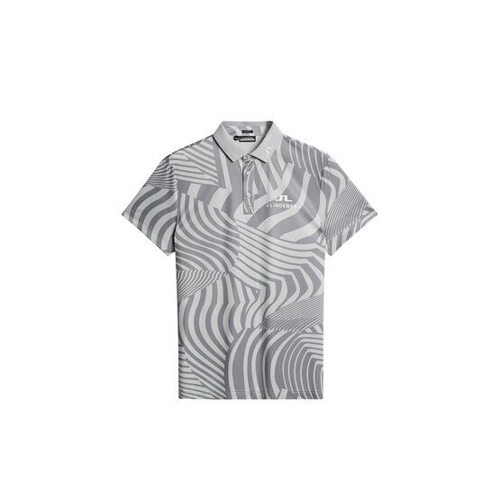 J.Lindeberg  KV Tour Print Golf Half Sleeve Polo light gray