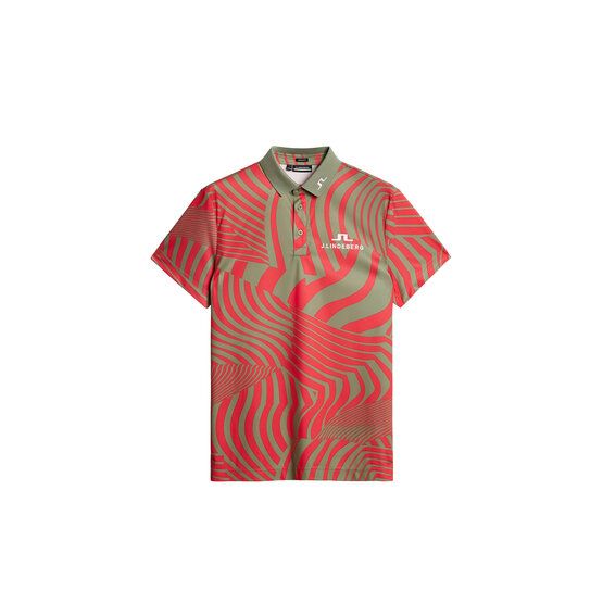 J.Lindeberg KV Tour Print Golf Halbarm Polo rot