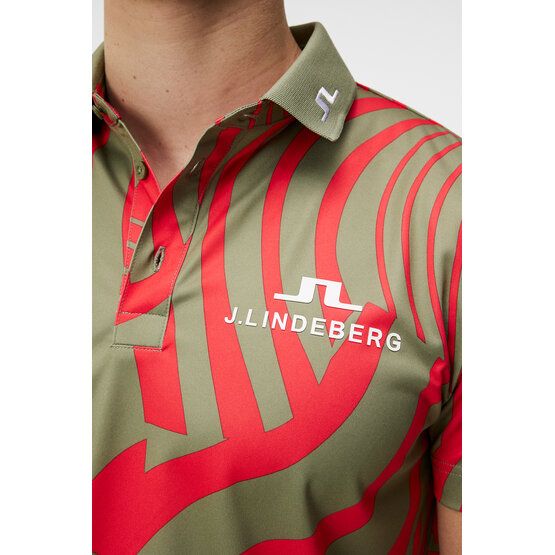 J.Lindeberg KV Tour Print Golf Halbarm Polo rot