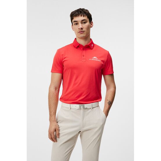 J.Lindeberg KV Tour Solid Golf Halbarm Polo rot