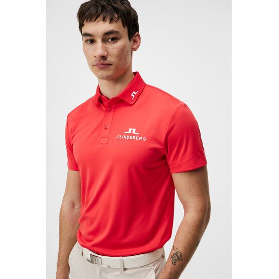 J.Lindeberg  KV Tour Solid Golf Half Sleeve Polo red