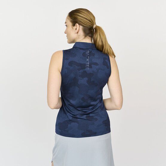 Backtee  Ladies Camou Top Sleeveless Polo navy