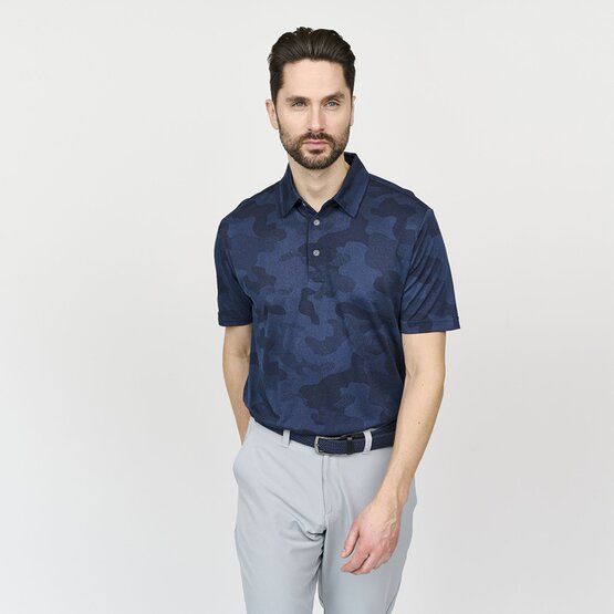 Backtee  Mens Camou Half Sleeve Polo navy