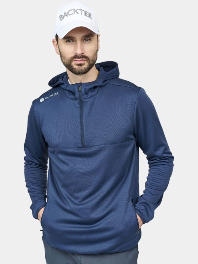 Backtee Mens Shield Hoodie Stretch Midlayer navy