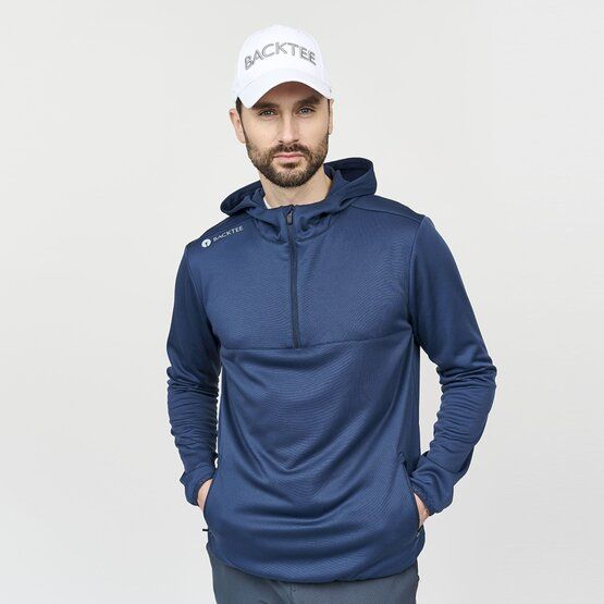 Backtee Mens Shield Hoodie Stretch Midlayer navy