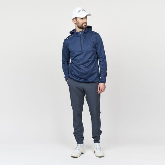 Backtee Mens Shield Hoodie Stretch Midlayer navy